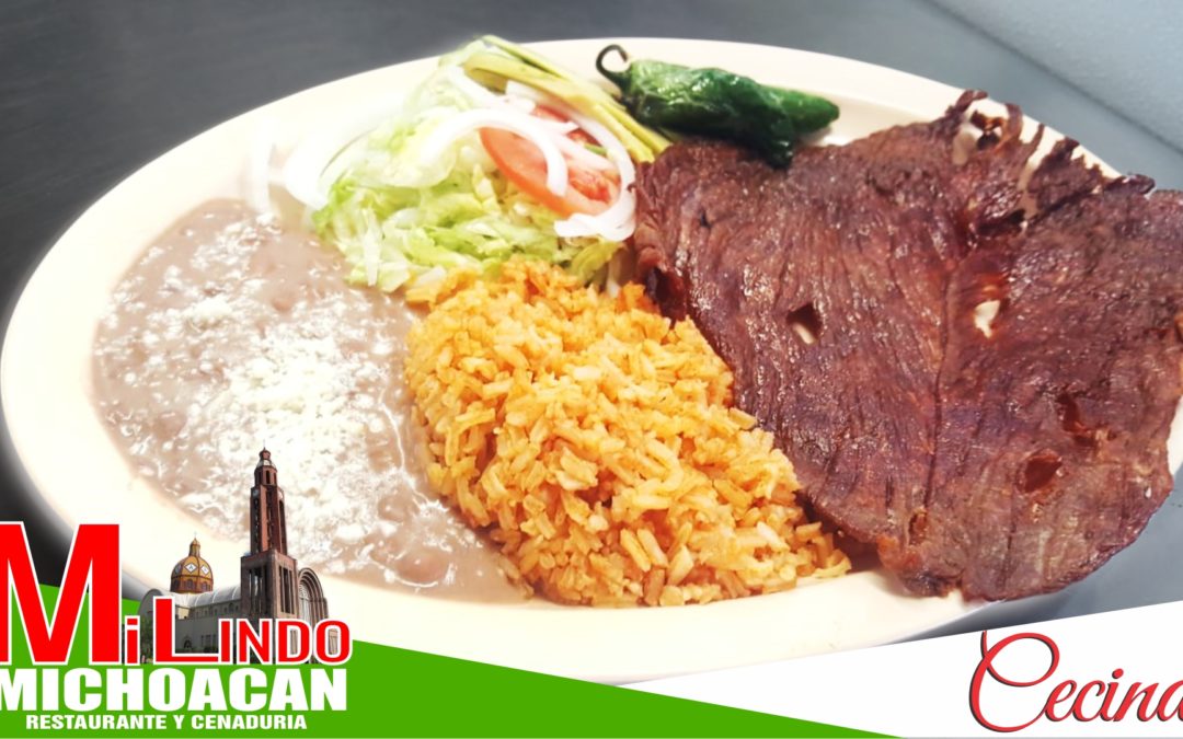 Cecina Con Arroz y Frijoles